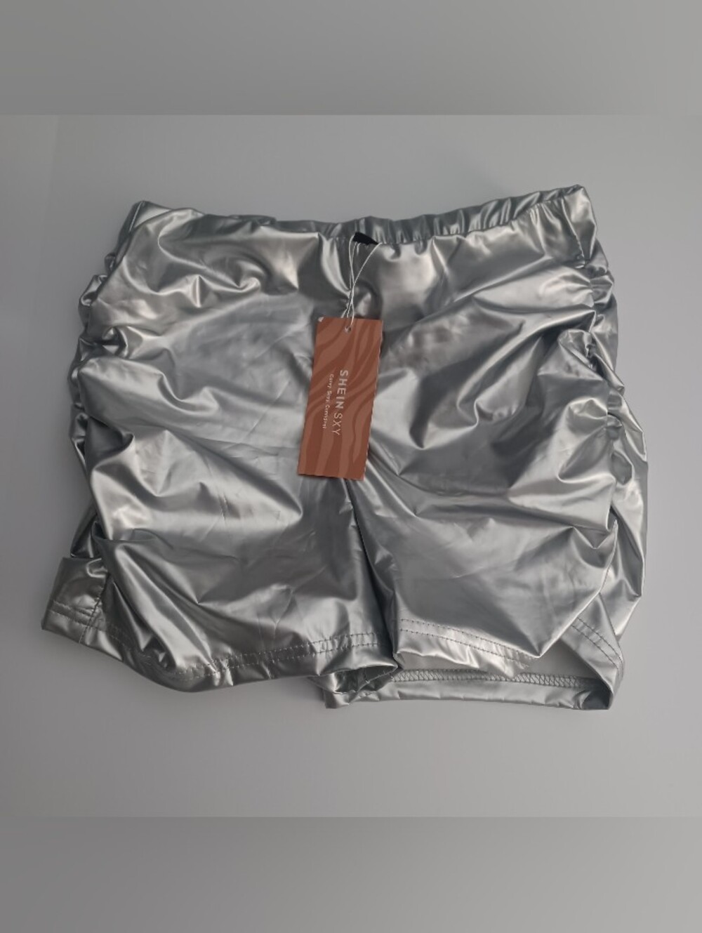 Mettalic Ruched Biker Shorts Sz S 6